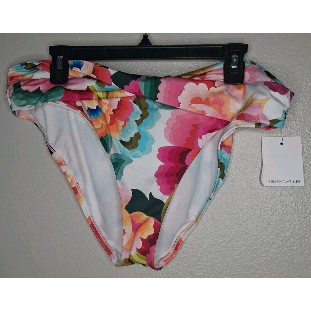 NWT Gibson Latimer Bikini Bottom Floral Multicolor Faux Wrap Size XL